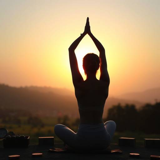 A person practicing yoga at sunrise, symbolizing mental and physical well-being