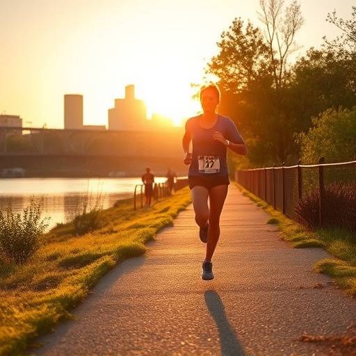 A person running along the Schuylkill River Trail in Philadelphia
