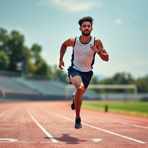 Person running on a track